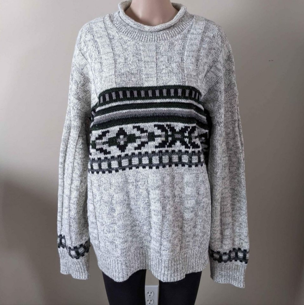 Vintage Northwood wool blend fair isle knit sweaters, men's large